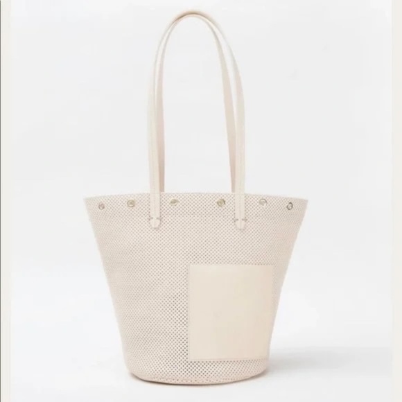 Clare V. Cream Perforated Leather Choupette Basket Tote Bag NEW NWT - Picture 7 of 7